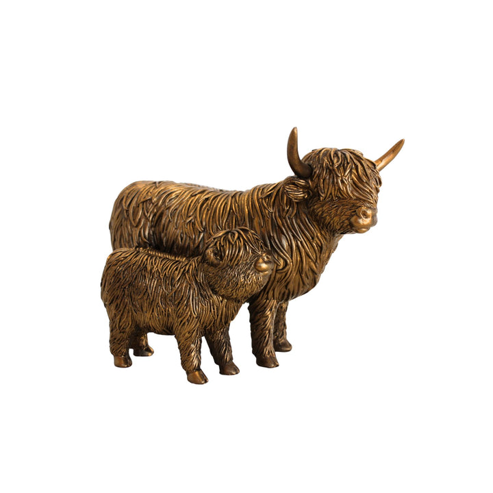 Highland Cow & Calf 14x19x11cm