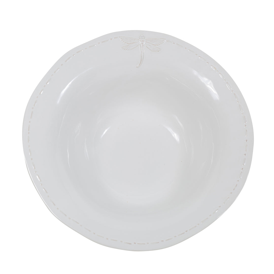 Dragonfly White Salad Bowl Large