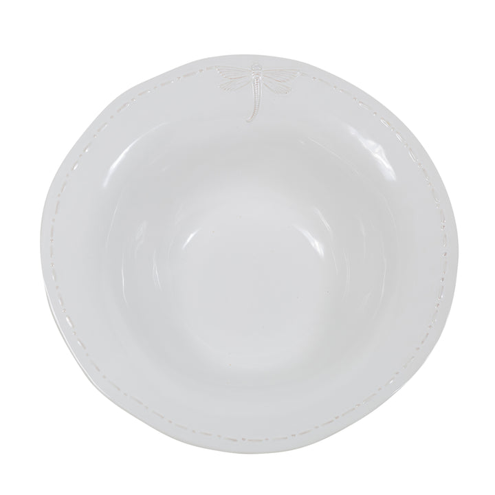 Dragonfly White Salad Bowl Large