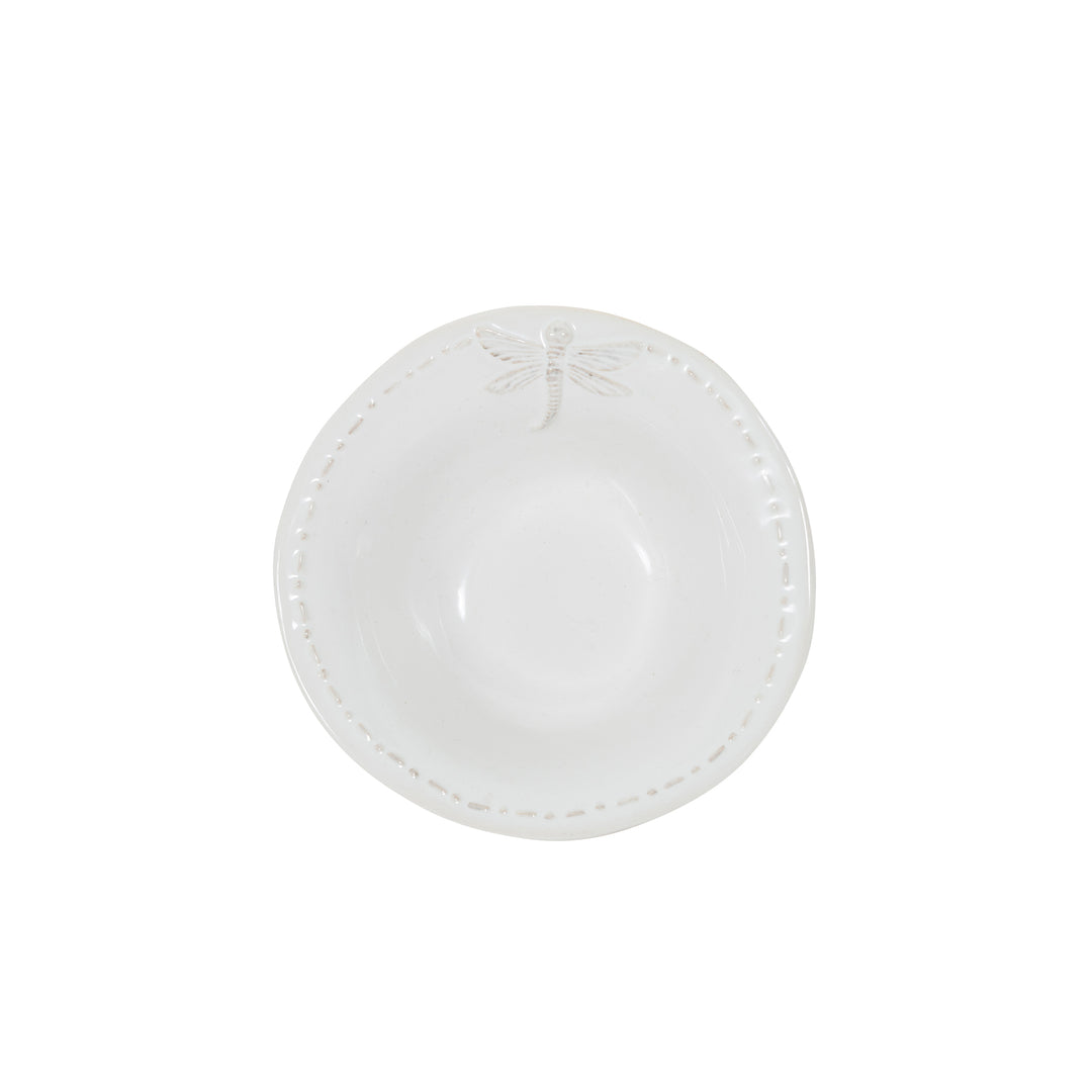 Dragonfly White Salt Bowl