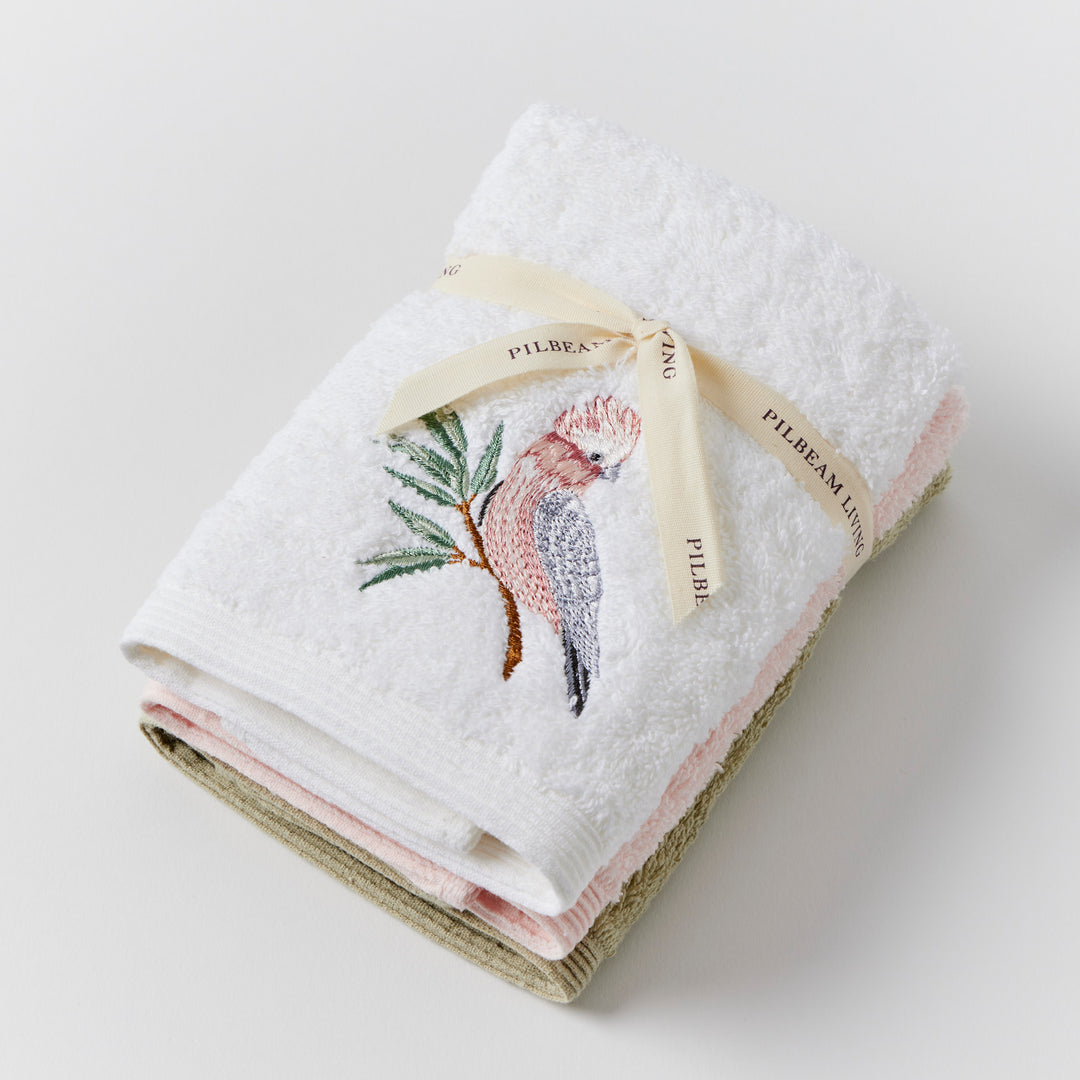 Galah Face Washer Set of 3 (2 Plain)