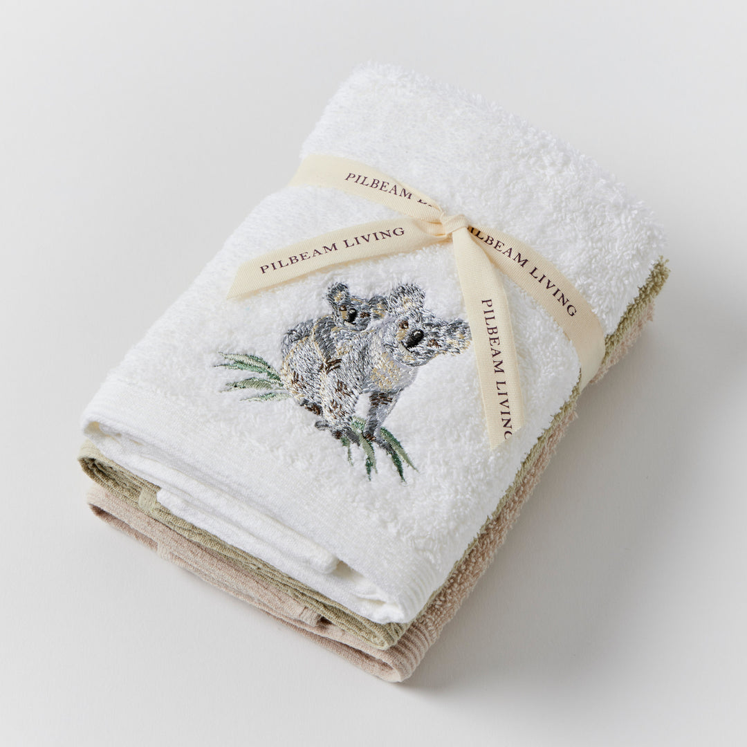 Koala Face Washer Set of 3 (2 Plain)