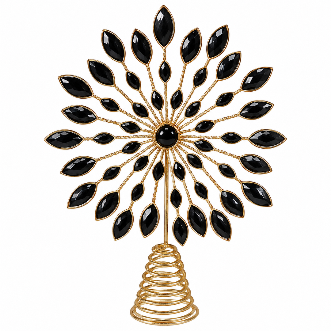 Jewelled Black Flowerburst Topper