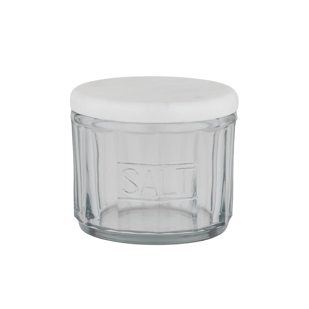 Mira Marble/Glass Salt Jar 12x8cm White
