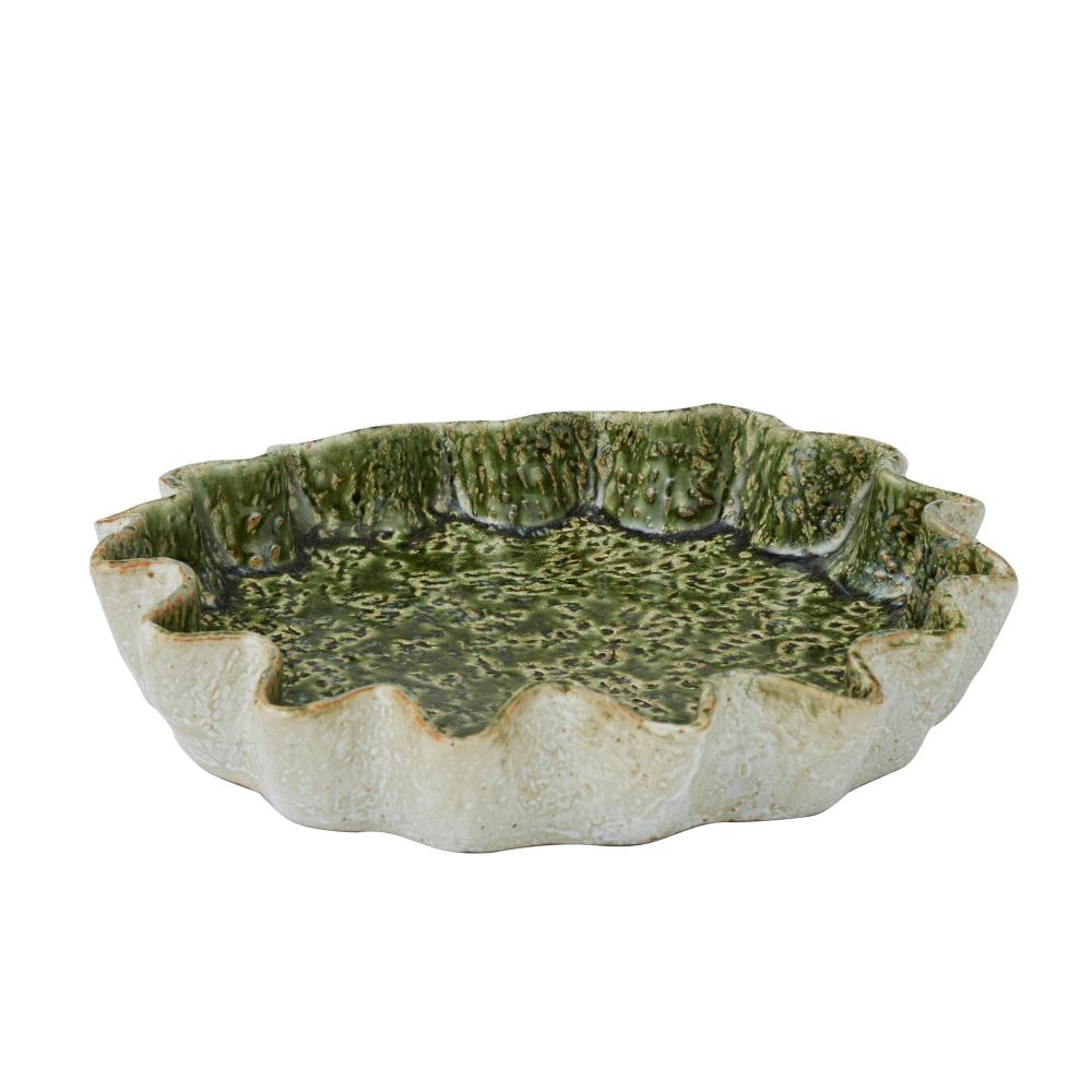 Urna Dish 30x30x3.5cm Olive Ceramic