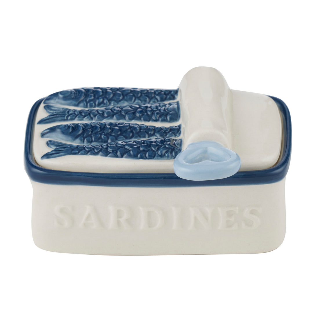 Sardine Cer Trinket Box 12x9x6cm Wh/Blue