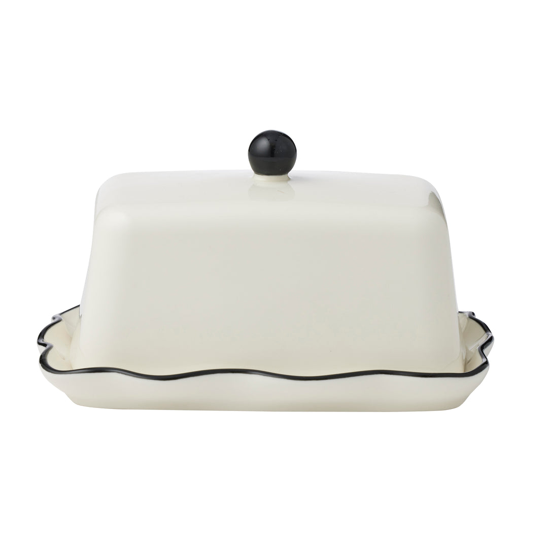 Winslow Ceramic Butter Dish Ivory/Black 20x11x9cm