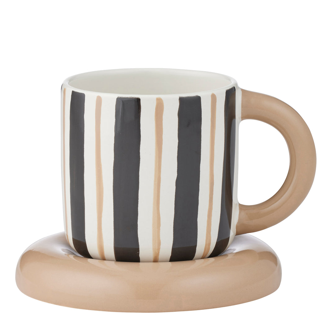 Candy Cup & Saucer Black/Nat 13x10cm