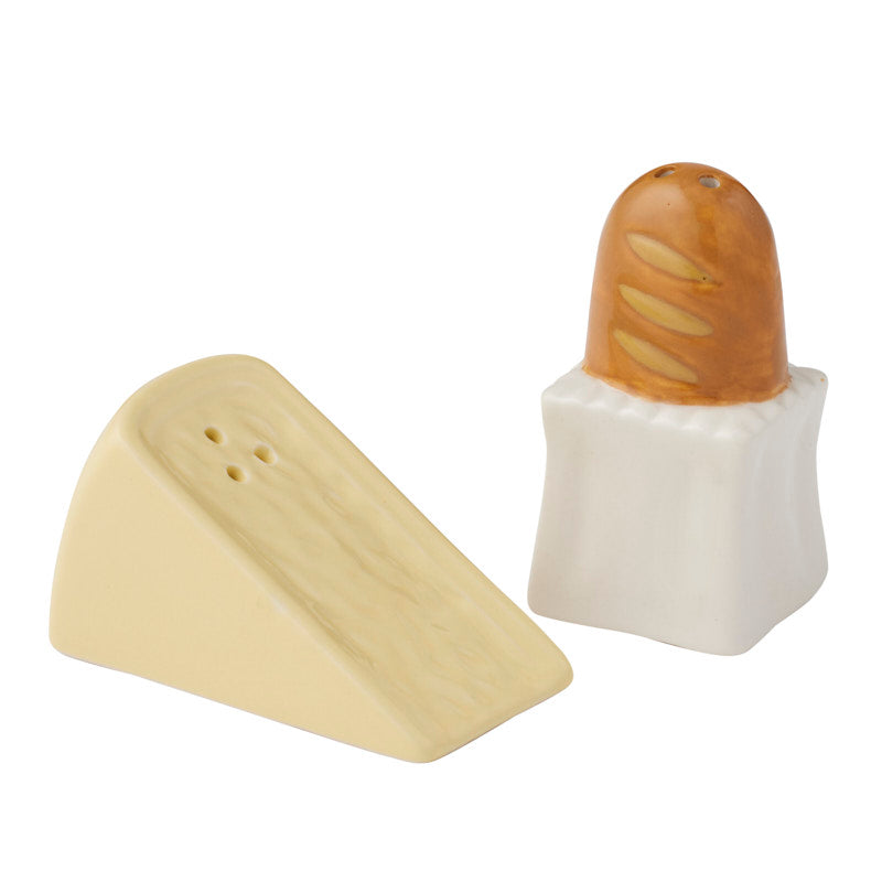 Baguette &amp; Brie S/2 Cer S&amp;P 4.5x7.5cm