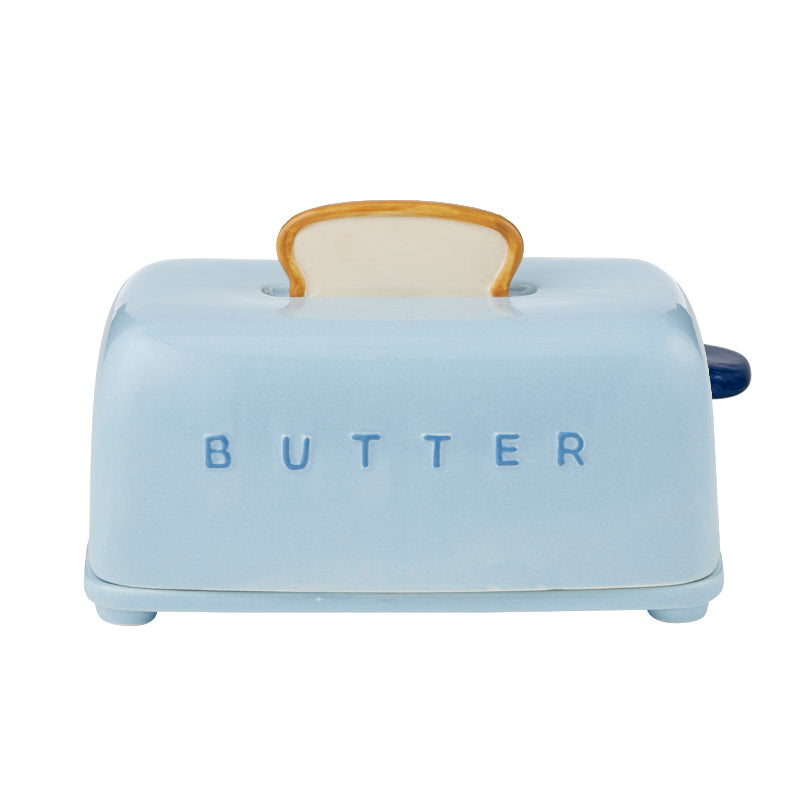 Buerre Cer Butter Dish 19x11x12.5cm Blue