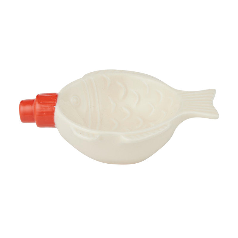 Shoyu-Tai Cer Bowl 14x8x5cm Ivory/Red
