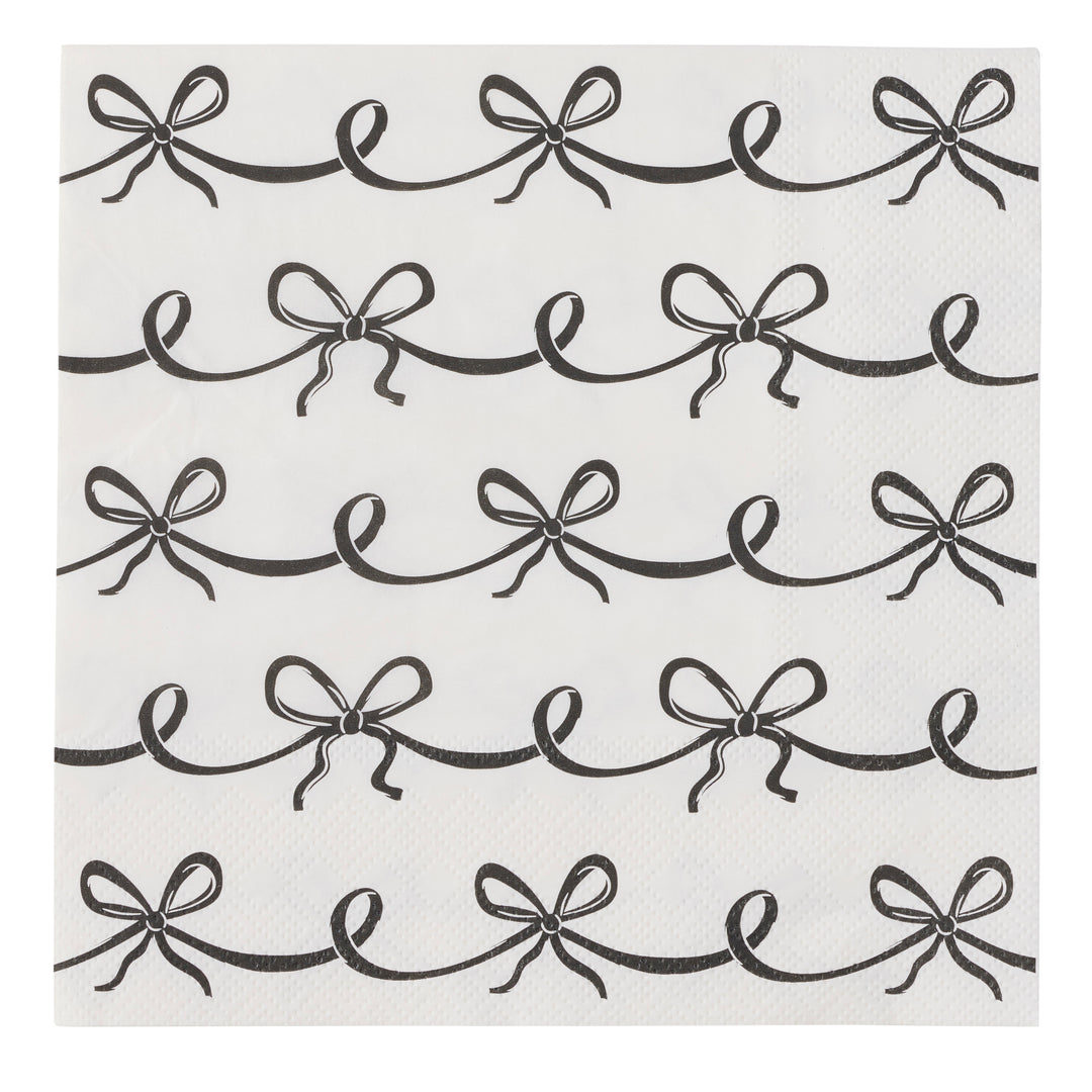 Bows 20pk 3 Ply 33cm Napkin Black/Ivory