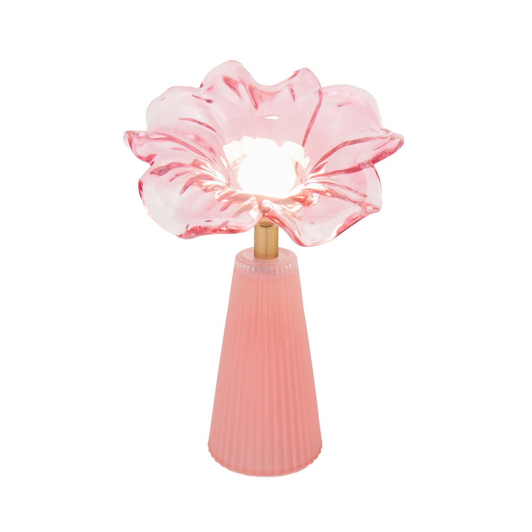 Rochelle Glass Led Flower Light Pink Lge 16.1x13.5x26.7cm Pink