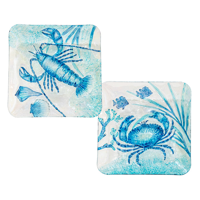 Ocean Glass Square Plate 30.5Cm 2Ass 30.5x30.5x2.5cm