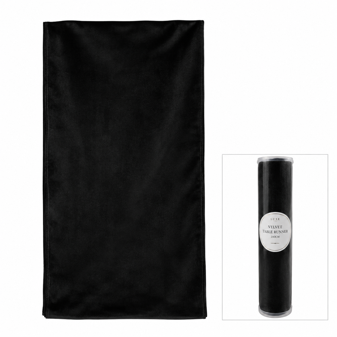 Luxe Velvet Table Runner 200Cm Black