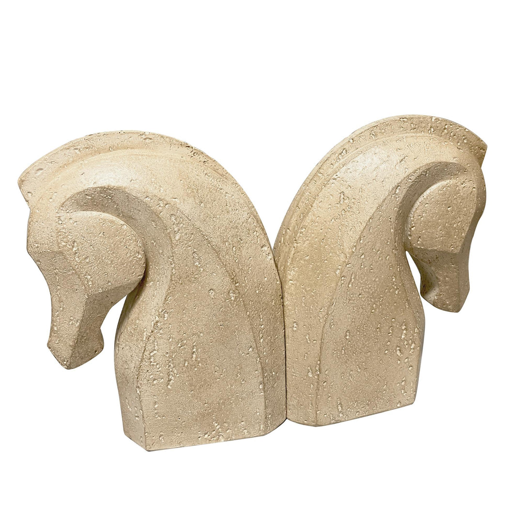 Collier Resin Travertine Horse Bookends 16.2x8.7x20.8cm