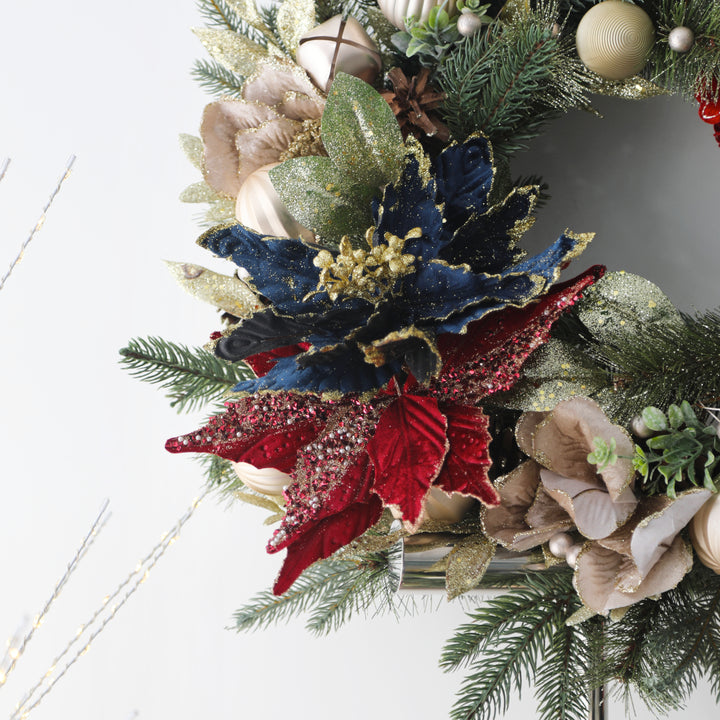 Clip On Poinsettia Dark Red Crusted 28cm