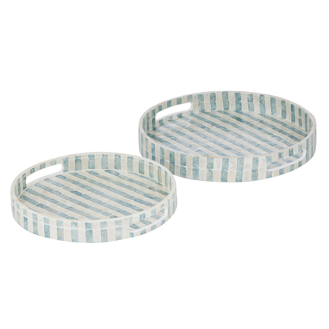 Bari Inlay Tray Blue/Wht Lge 35x5cm