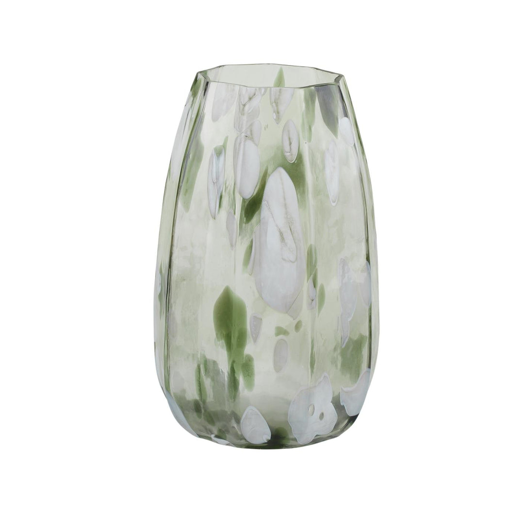 Moss Glass Vase 24x24x40cm Green/White