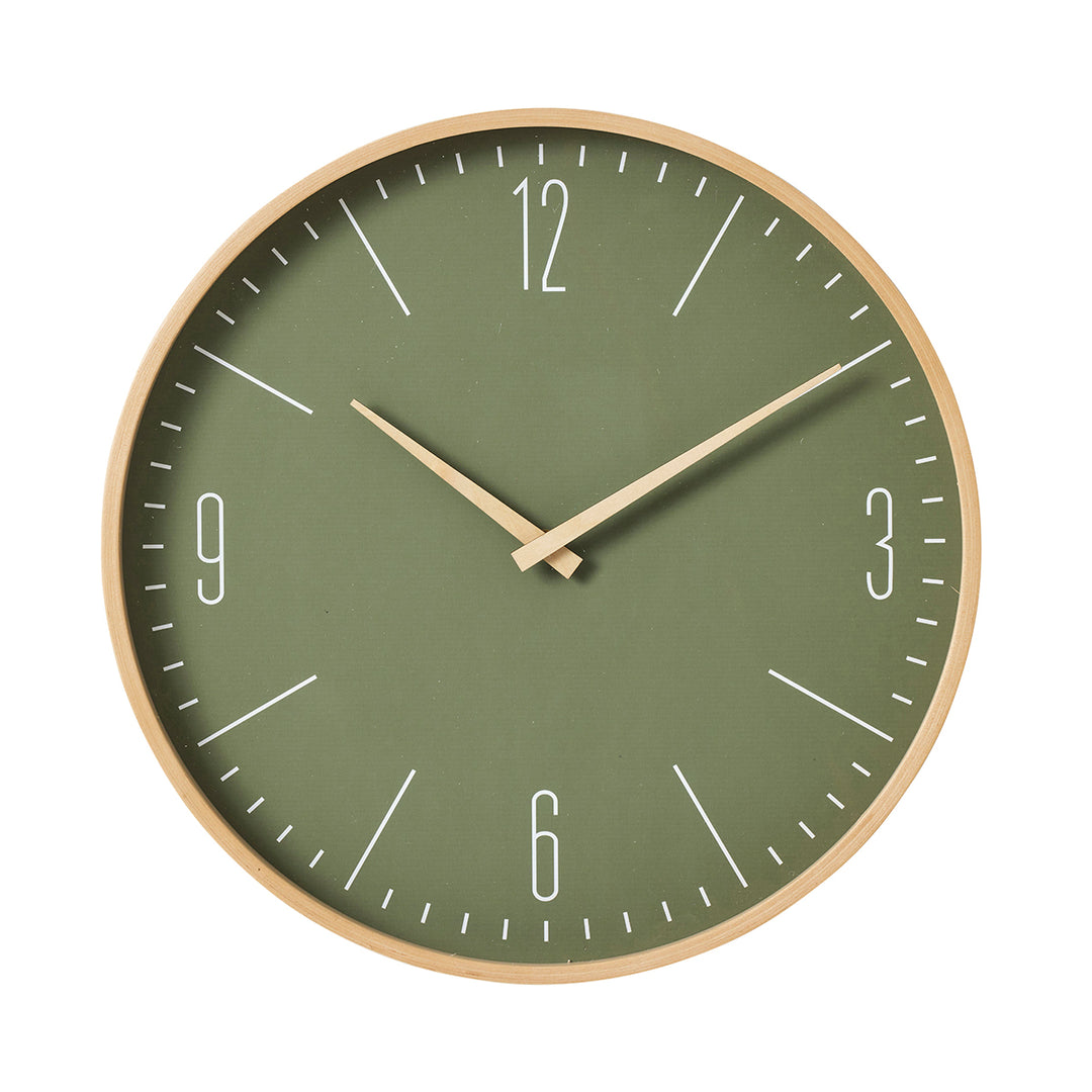 Tempo Wood Clock Olive/Natural 40cm