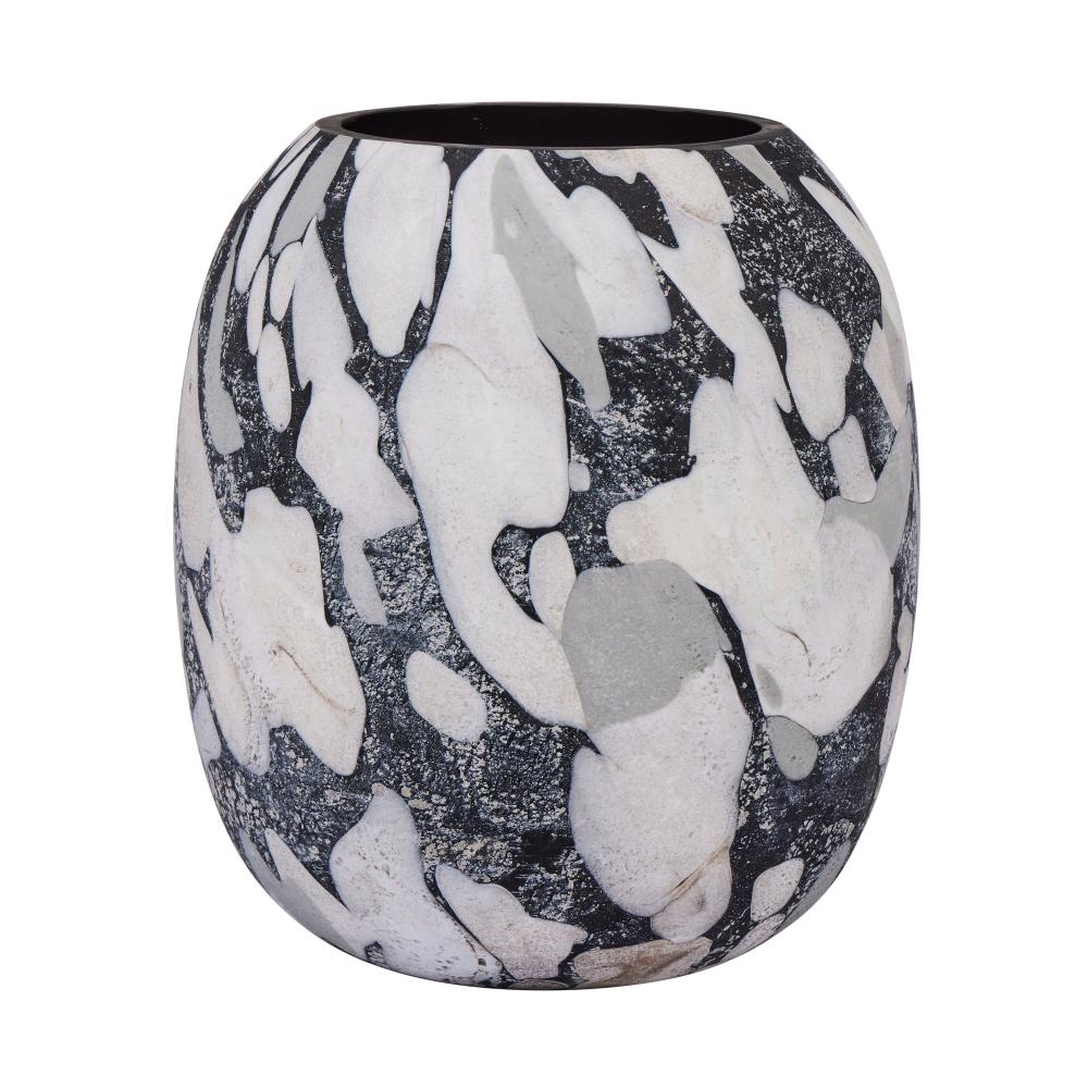 Onyx Glass Vase Sm 20x21cm Black Multi