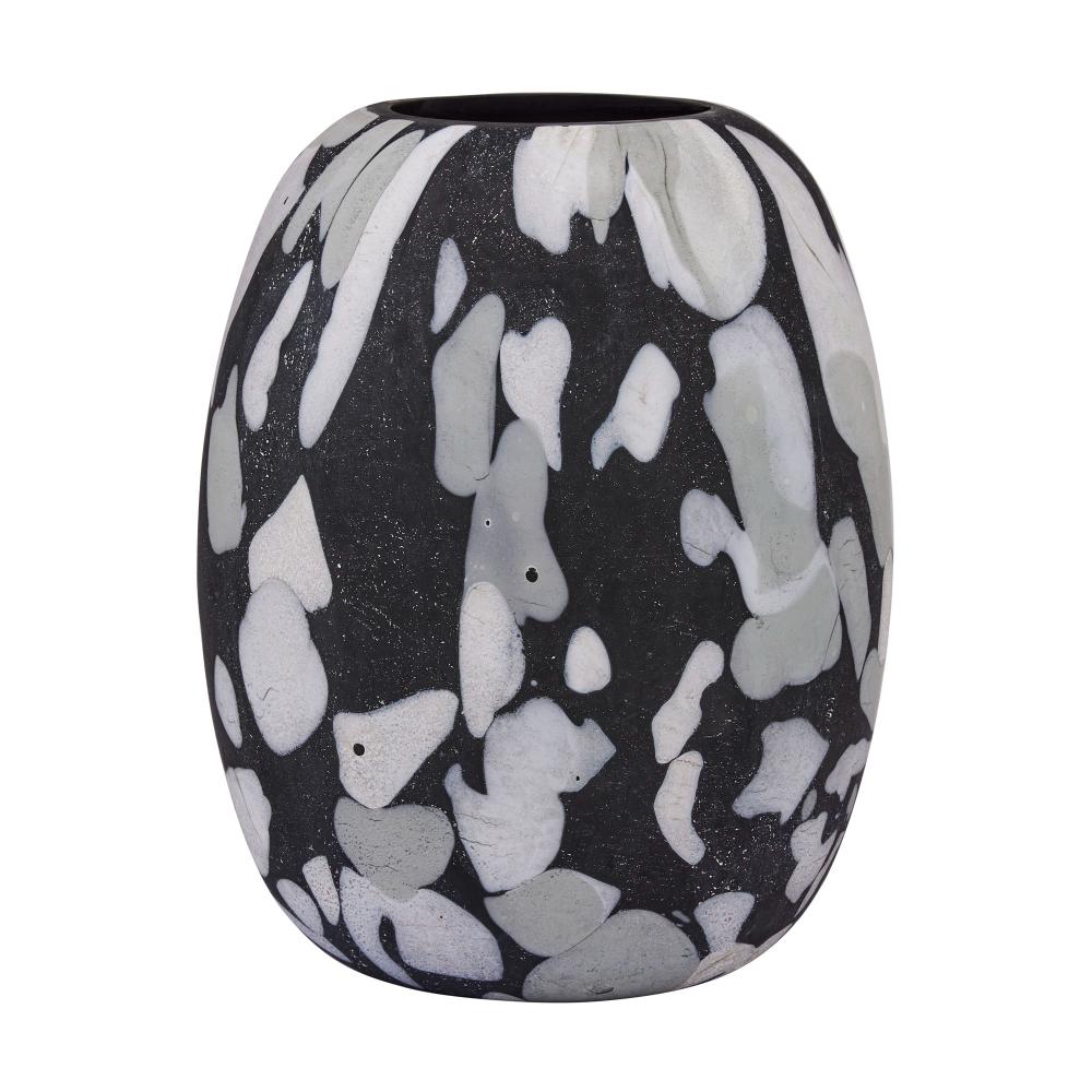 Onyx Glass Vase Lge 25x31cm Black Multi
