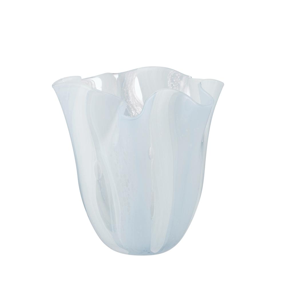 Estuary Glass Vase Ivory/Blue 21x24.5cm