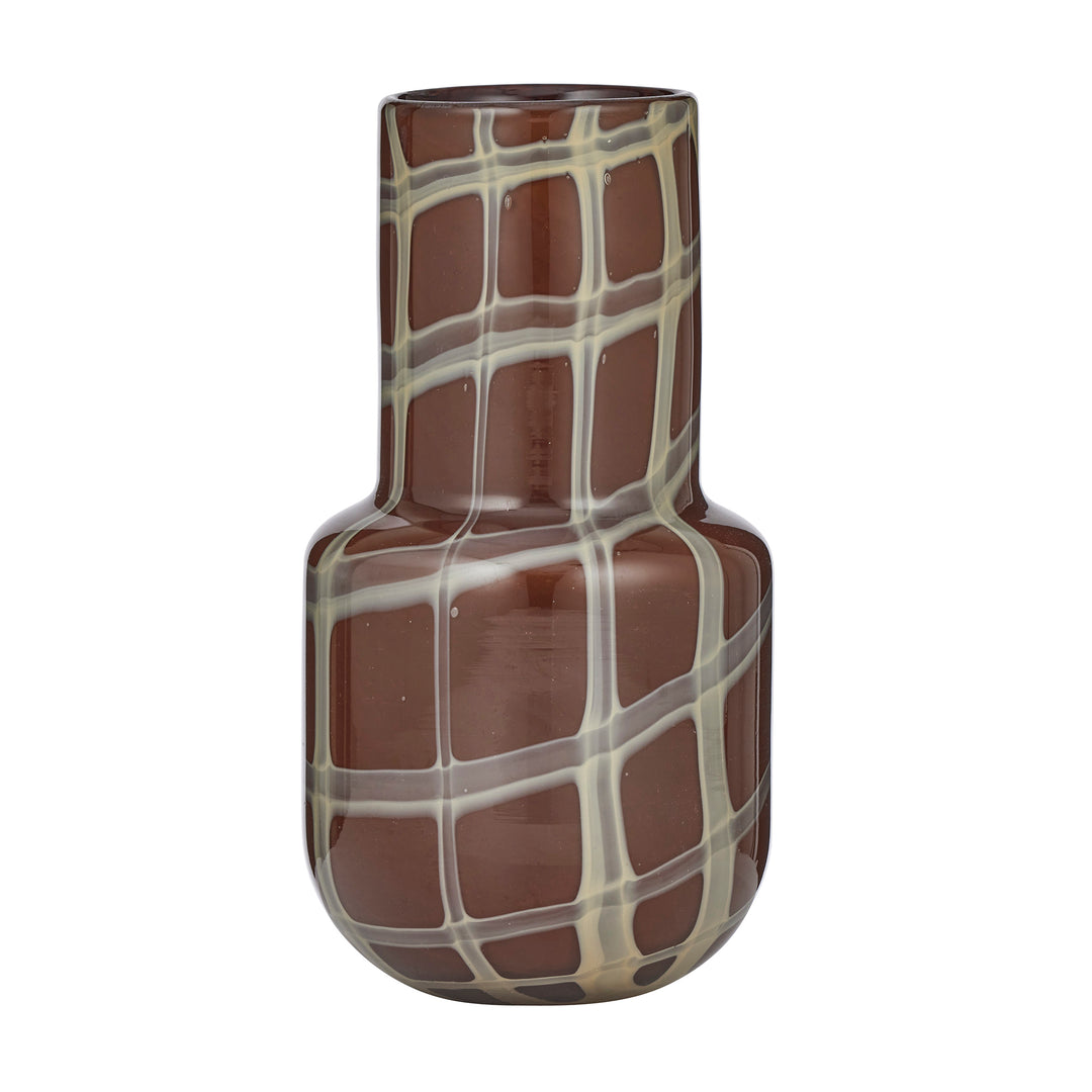 Gannon Glass Vase Choc/Ivory 13x25cm