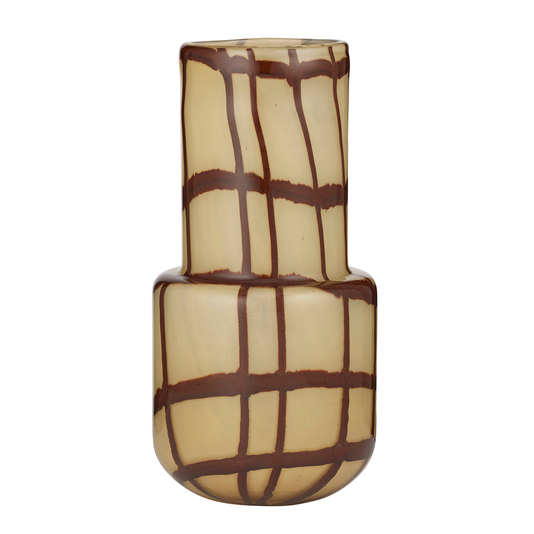 Gannon Glass Vase Choc/Ivory 17x34cm