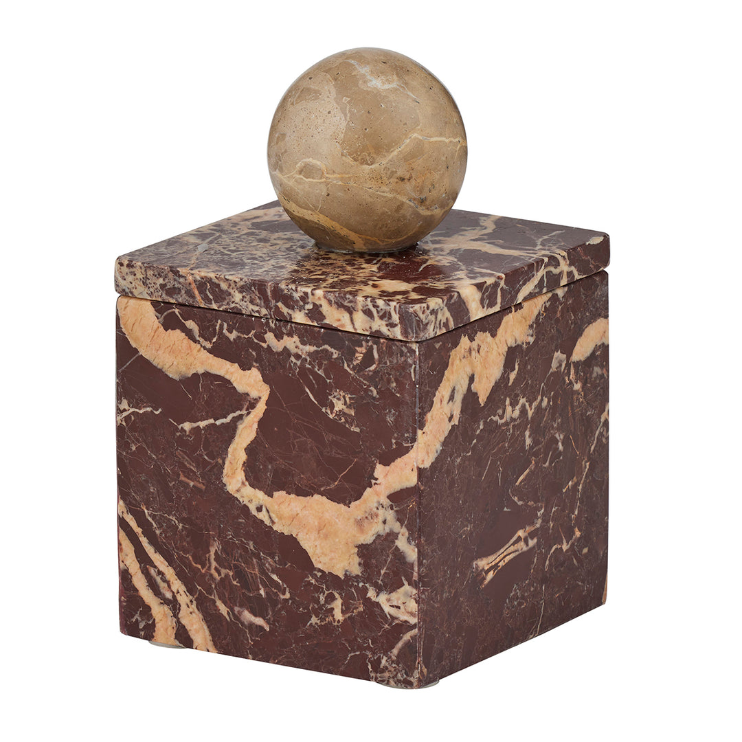 Iowa Marble Trinket Box Claret10x10cm