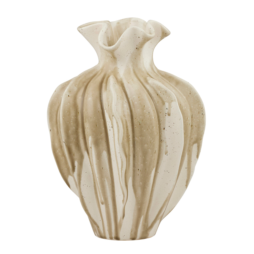 Cara Ceramic Vase Ivory/Sage 22x32cm