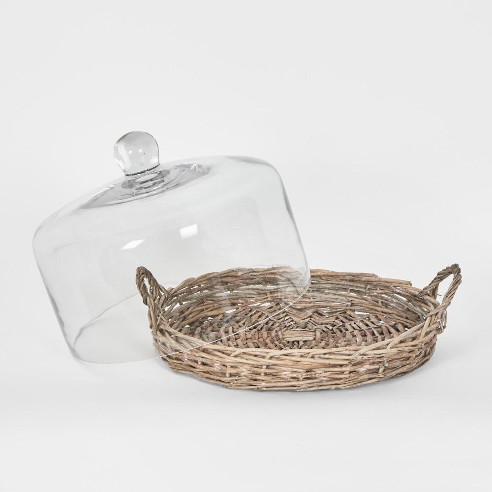 Willow Tray W Glass Cover L:34 W:34 H:23