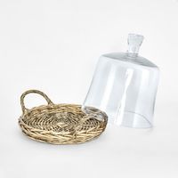 Willow Plate With Glass Cloche L:29 W:29 H:28