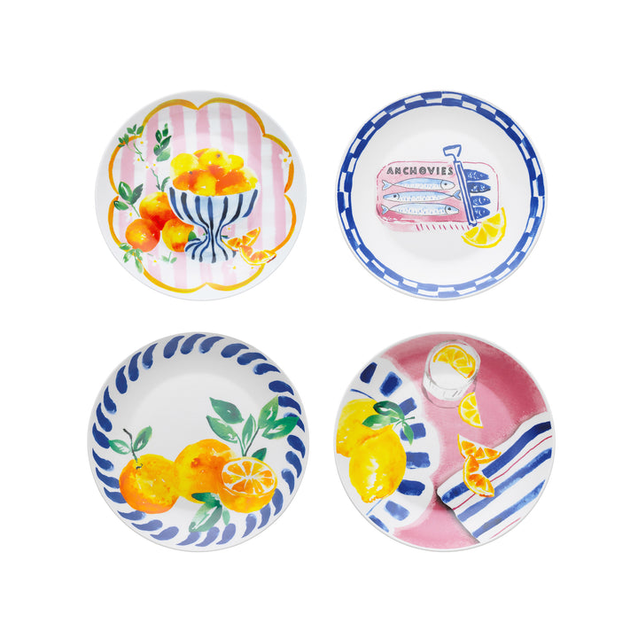 Positano Set of 4 Side Plates 20cm Assorted