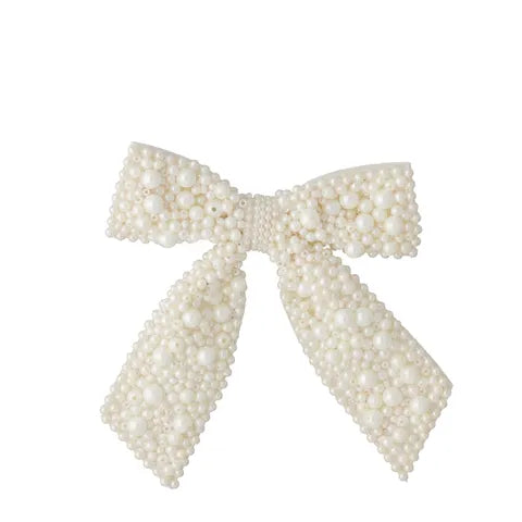 Pearl Ribbon Bow Decoration 18x15cm White PE