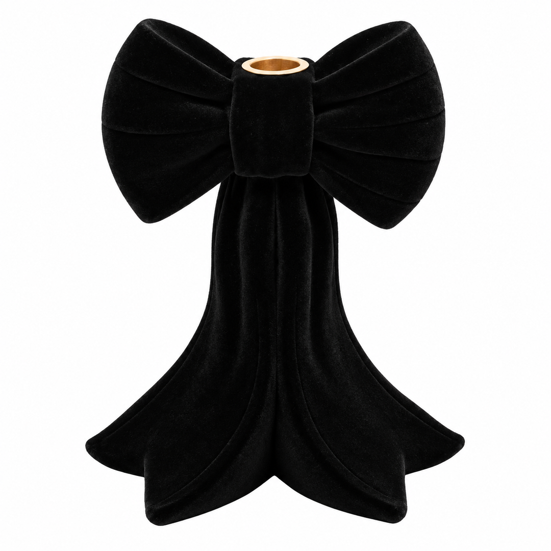 Resin Velvet Bow C/Holder Black Lge