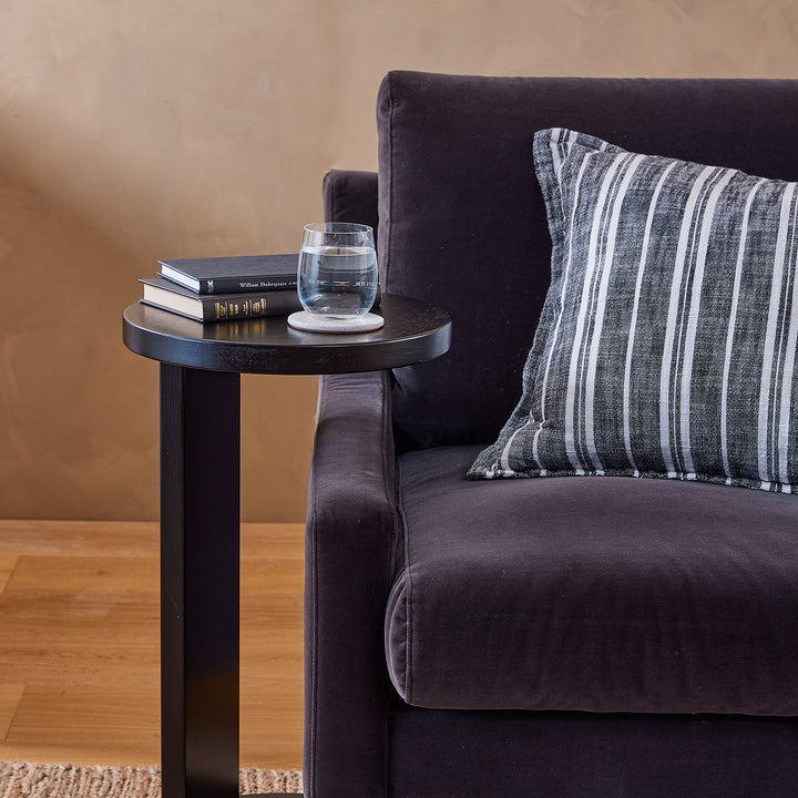 Darcy Charcoal Woven Stripe Cushion 50cm