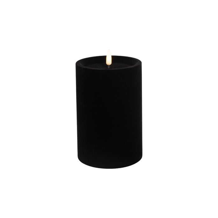 Luxe Velvet Led Candle 15X10 Black Med