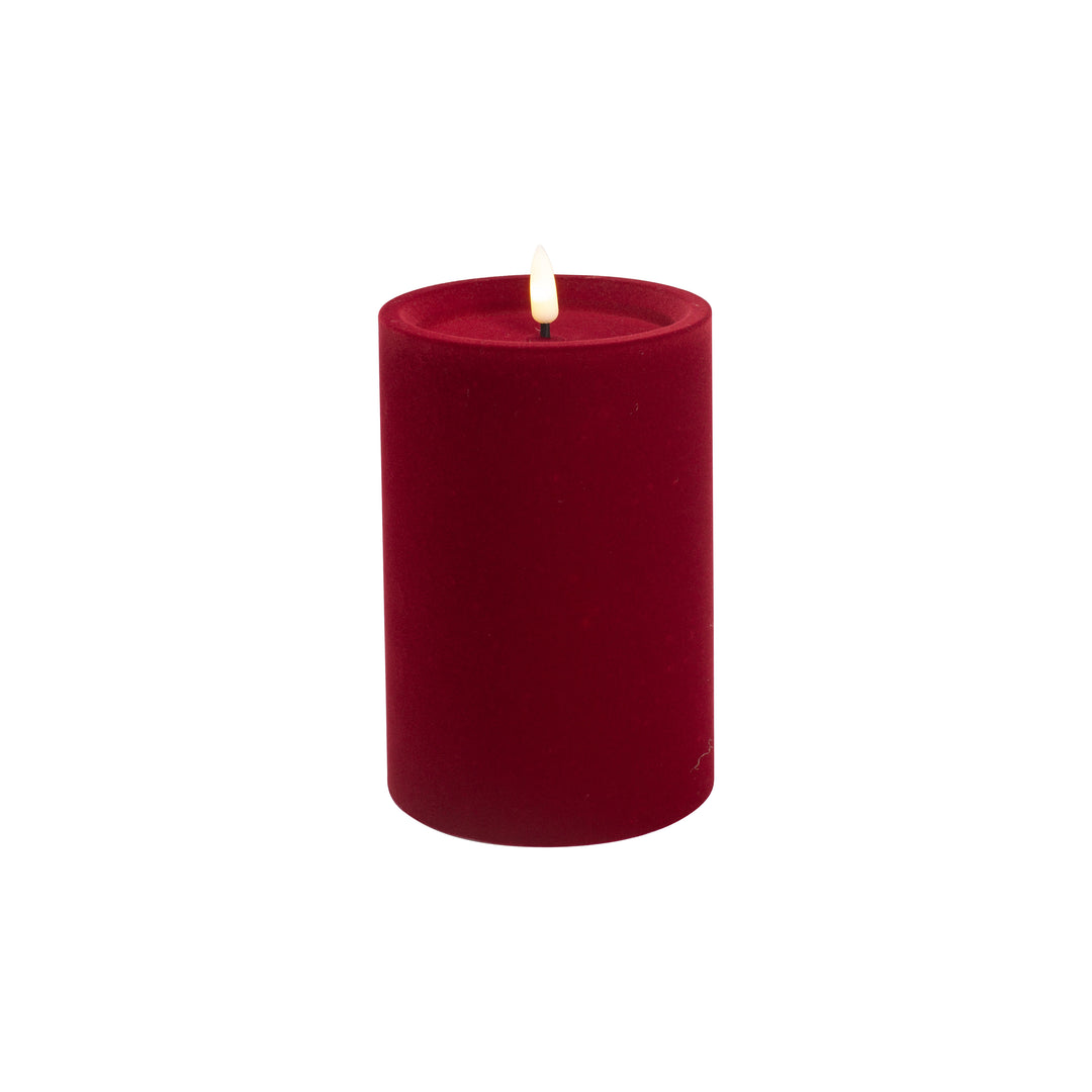 Luxe Velvet Led Candle 15x10cm Red Med