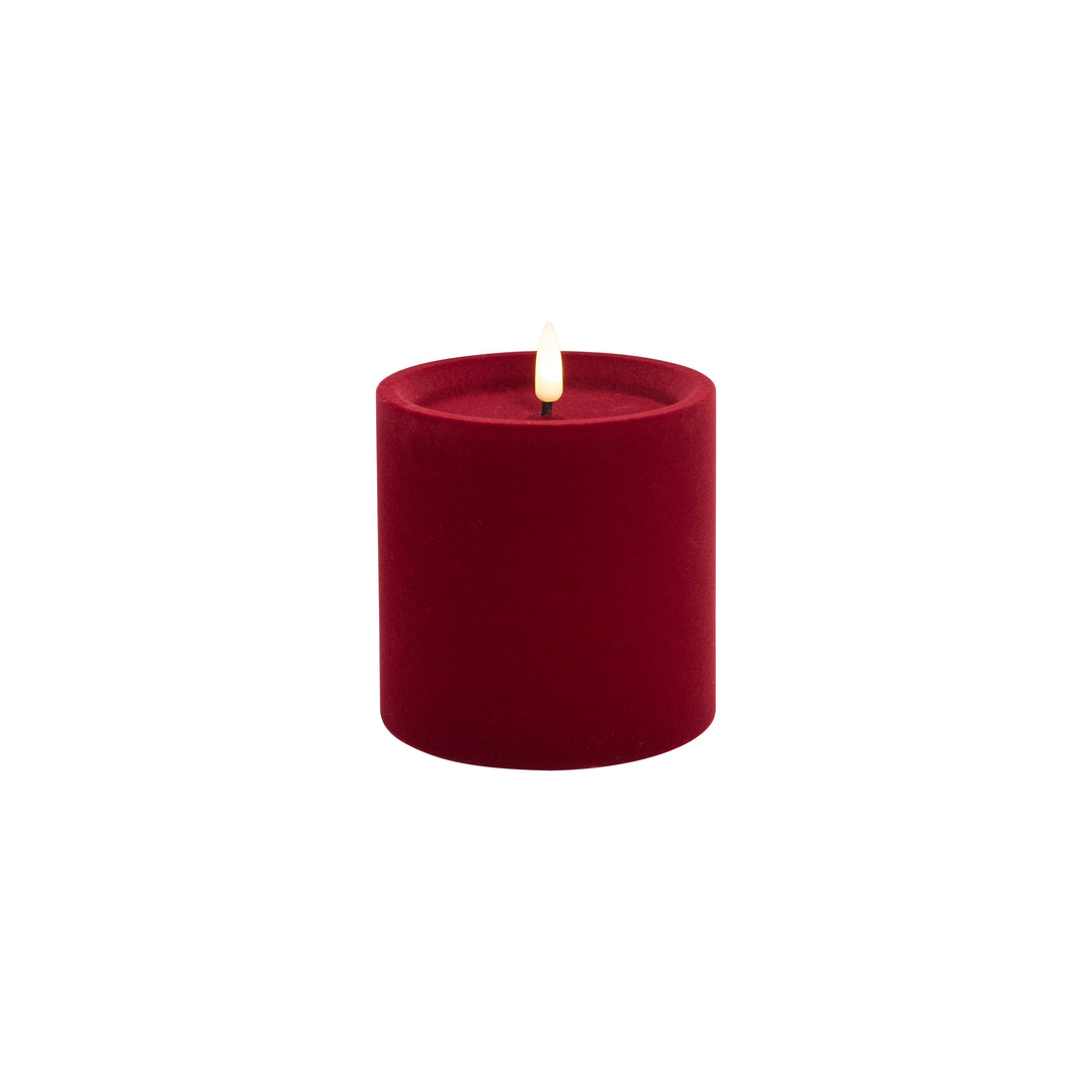 Luxe Velvet Led Candle 10x10cm Red Sml