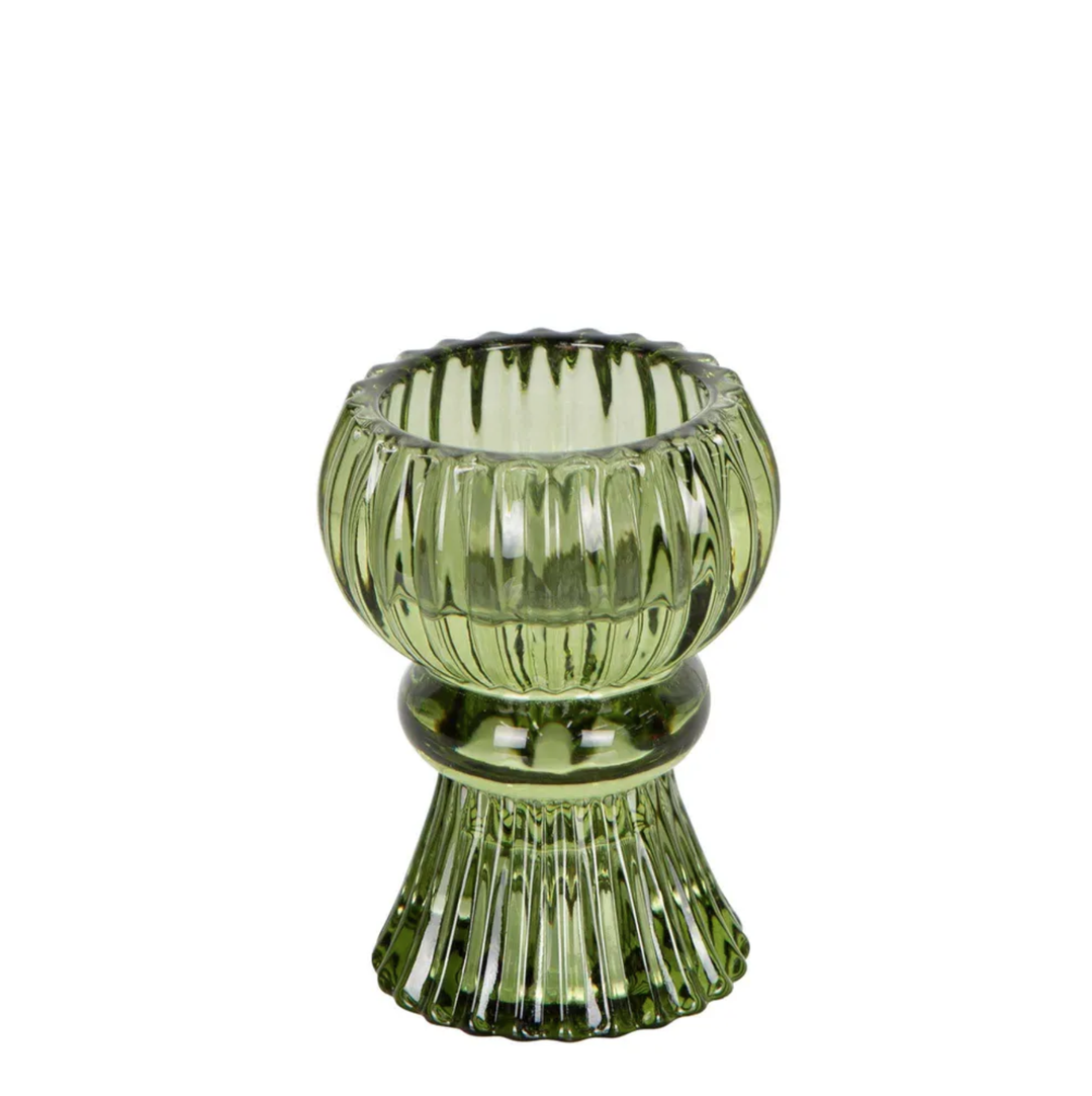 Salene Green Tealight & Candle Holder 5x7cm