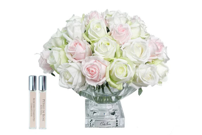 Centrepiece - Pink, Green & White Roses