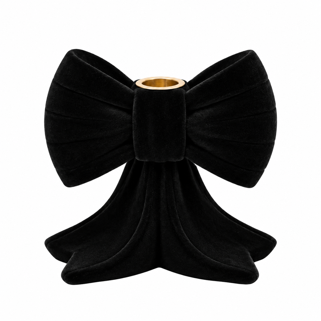 Resin Velvet Bow C/Holder Black Sml