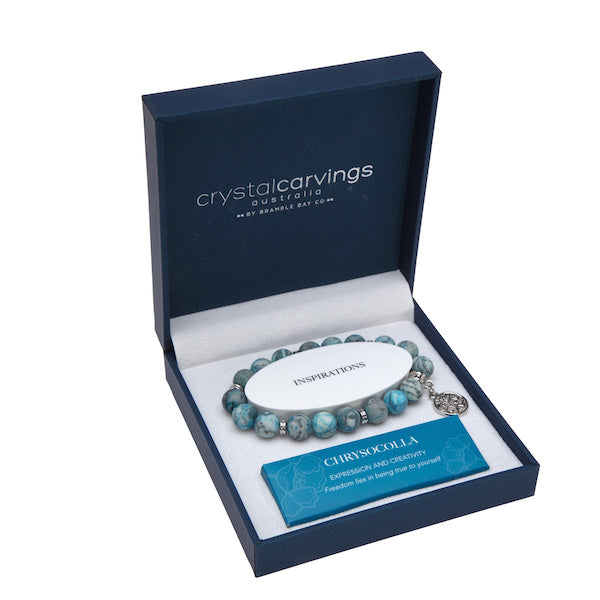 Chrysocolla Matte Bracelet Tree Of Life