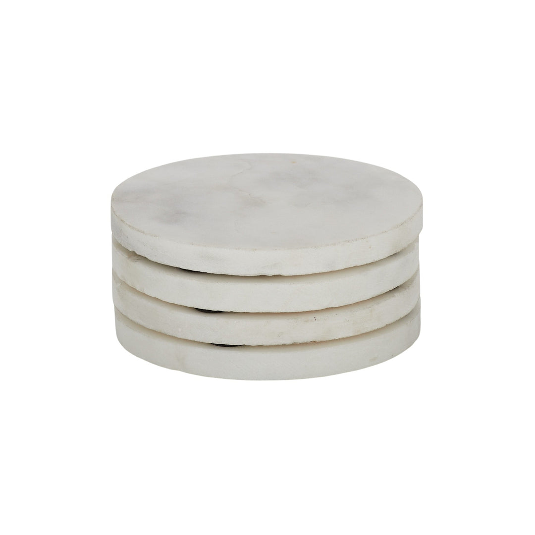 Neo Round Marble Coaster 10cm White S/4 – Habitania