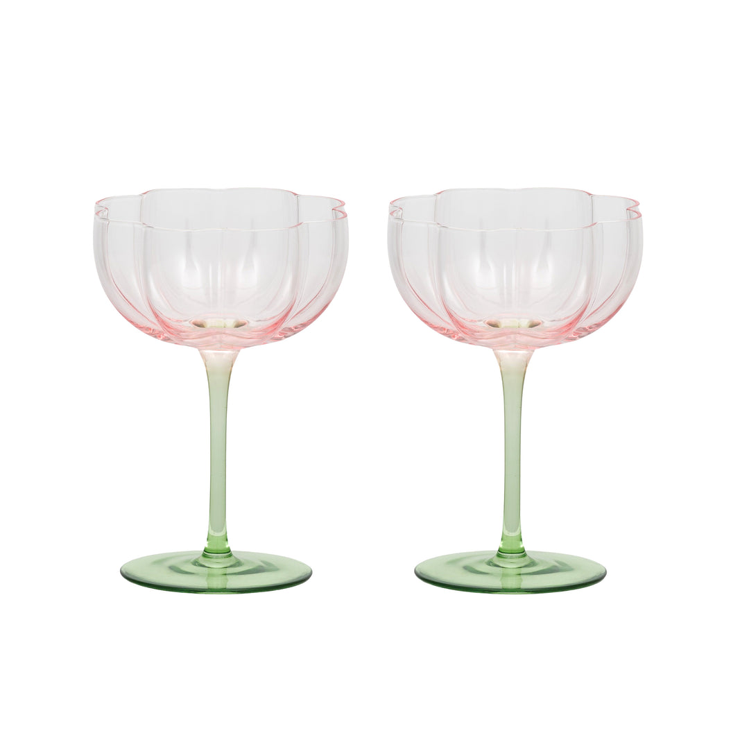 Lotti S/2 Tulip Glass 11x15cm Pink/Green