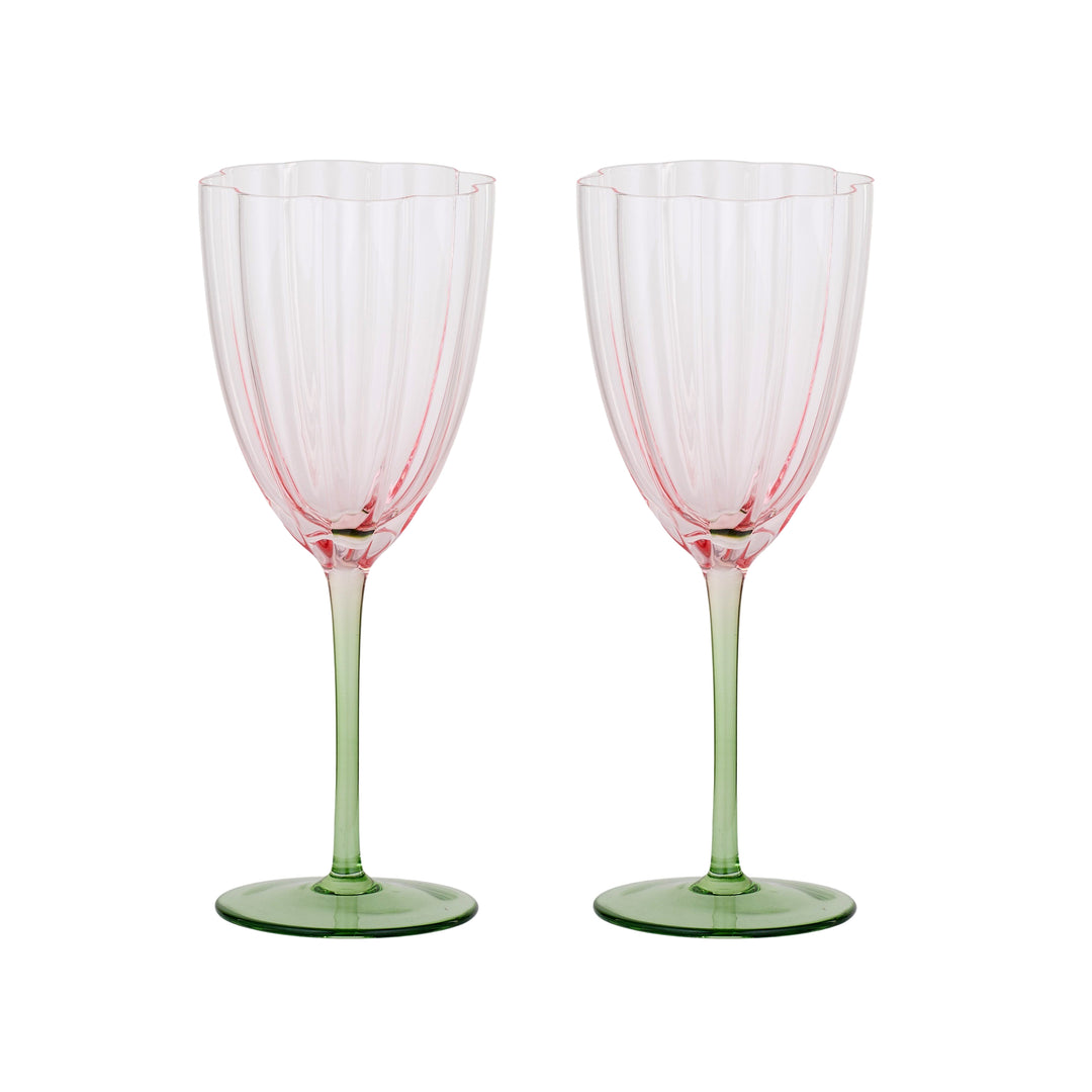 Lotti S/2 Tulip Wine Glass 8x22cm Pk/Gn