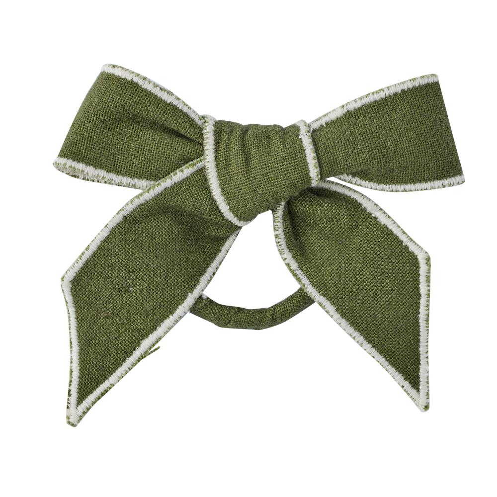 Milla Bow Napkin Ring Olive/Ivory 12cm
