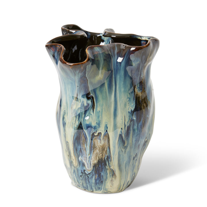 Juni Vase Blue/Beige 16x16x23cm