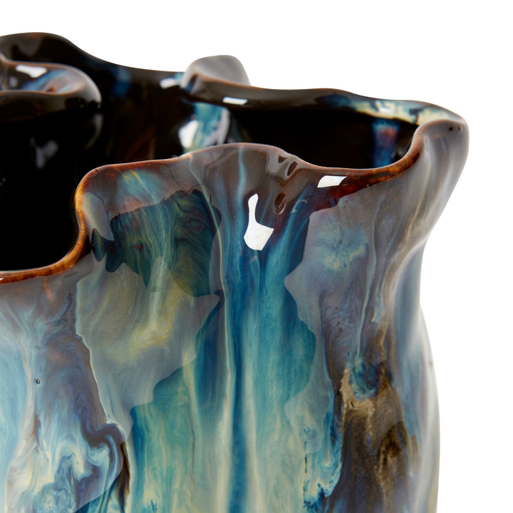 Juni Vase Blue/Beige 16x16x23cm